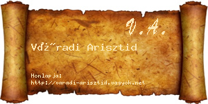 Váradi Arisztid névjegykártya